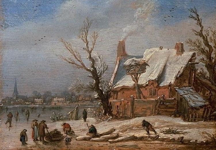 Esaias Van de Velde Winter landscape. oil painting picture